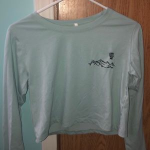 mint blue long sleeve crop top